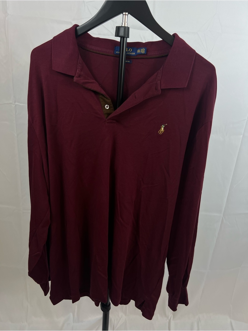 Ralph Lauren Long Sleeve Polo Shirt Burgundy Size XXL